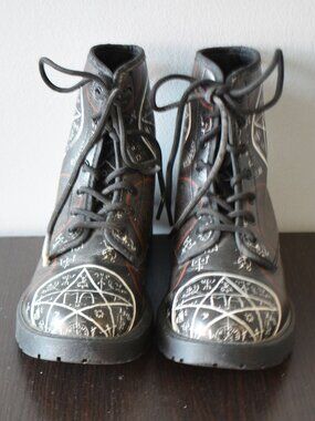 ❤️ Black Witchy Combat Ankle Boots Size 5